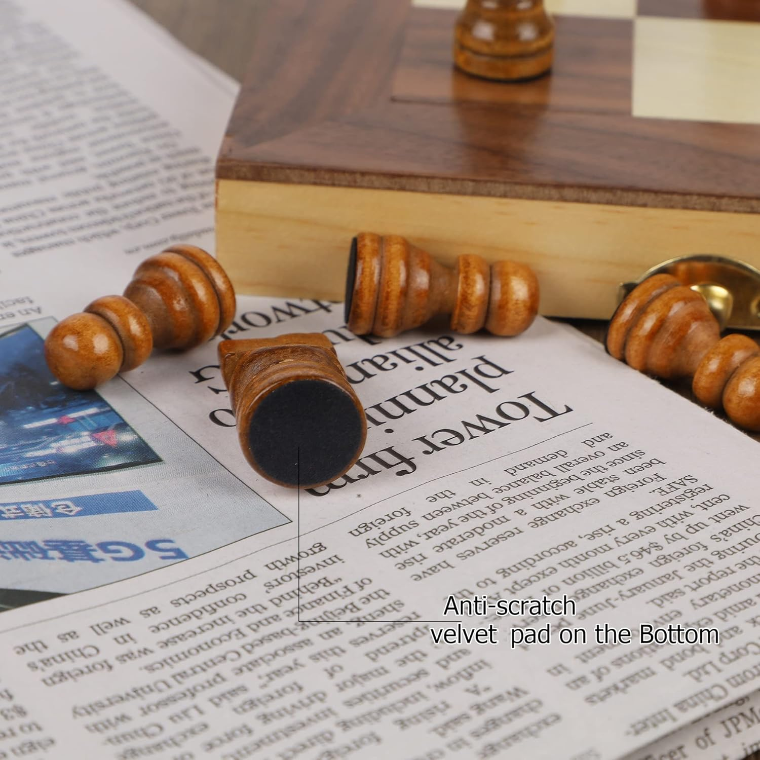 Juegoal Wooden Chess Pieces Only, 32 Pieces Wood Chessmen Pieces, 3 Inch King Figures Chess Game Pawns Figurine Pieces, Replacement of Missing Piece, Includes Storage Bag image number 1