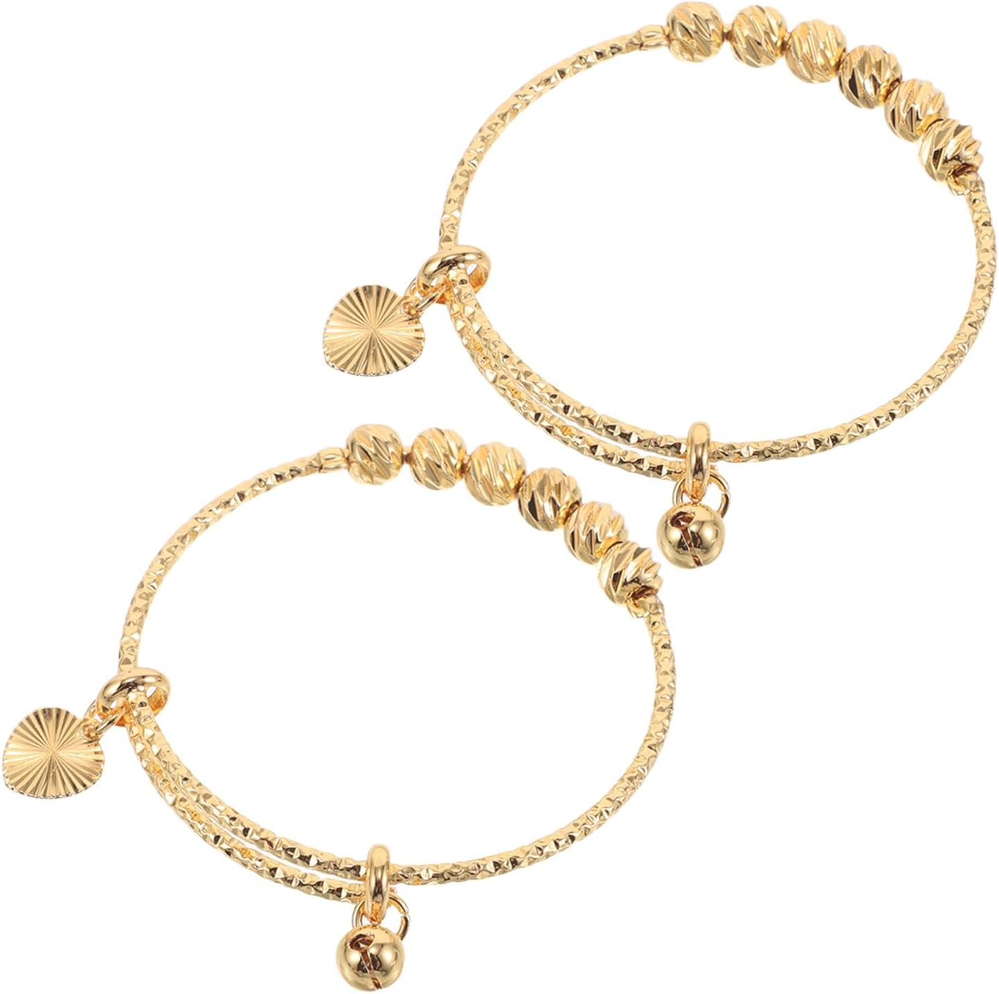 BESPORTBLE 2Pcs Baby Jewelry: Adjustable Baby Bangle Bracelet/Anklet for Infant Girls and Boys - Golden Plated Bangle for Birthday New Year - Infant Jewelry image number 3