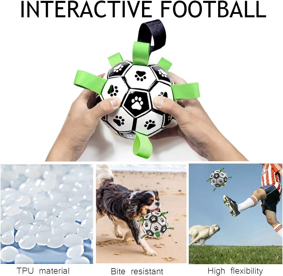 Qudasar PDTXCLS AWEHIRU Dog Ball Dog Soccer Ball with Grab Tabs Interactive Dog Toys Herding Ball for Dogs Rubber Ball Dog Balls for Small & Medium Dogs Jolly Balls for Dogs