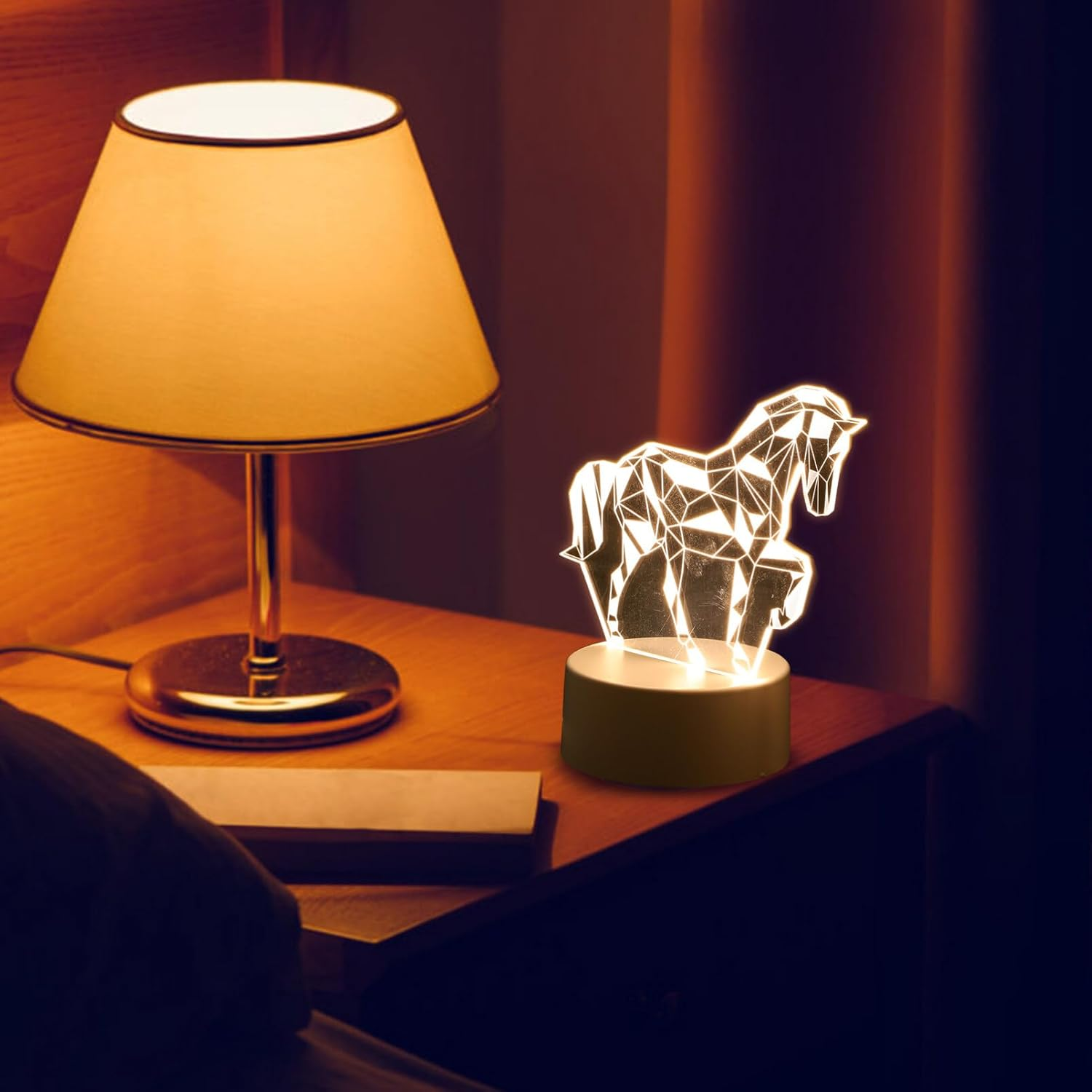TOVINANNA LED Night Light, Sign Horse Shape Bedside Table Lamp, Dimmable, 3D Animal Shape Night Light USB Rechargable Lamp, Portable, Color Changing RGB for Kids, Bedroom image number 6