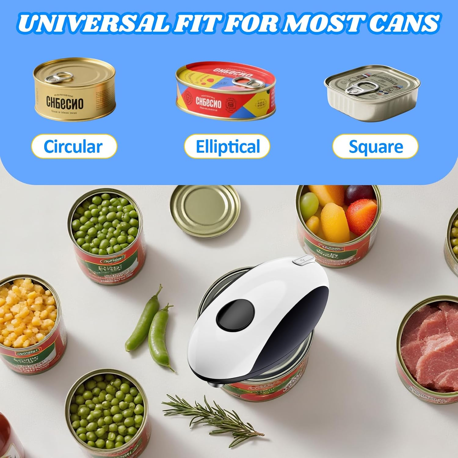 USB Rechargeable Electric Can Opener - Battery Operated, One Touch Auto Operation, Magnetic Lid Holder & Smooth Edge Cutting, Cordless & Hands Free Tin Opener for Seniors, Works with All Standard Cans image number 2