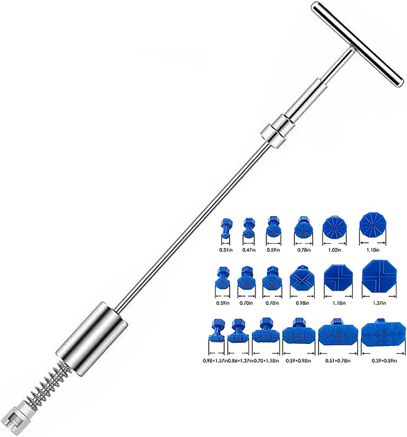 Paintless Dent Repair Kit, 18 Tabs Damage Removal Dent Puller Kit Dent Puller Remover with T Bar for Car Dent Repair and Metal Surface image number 6