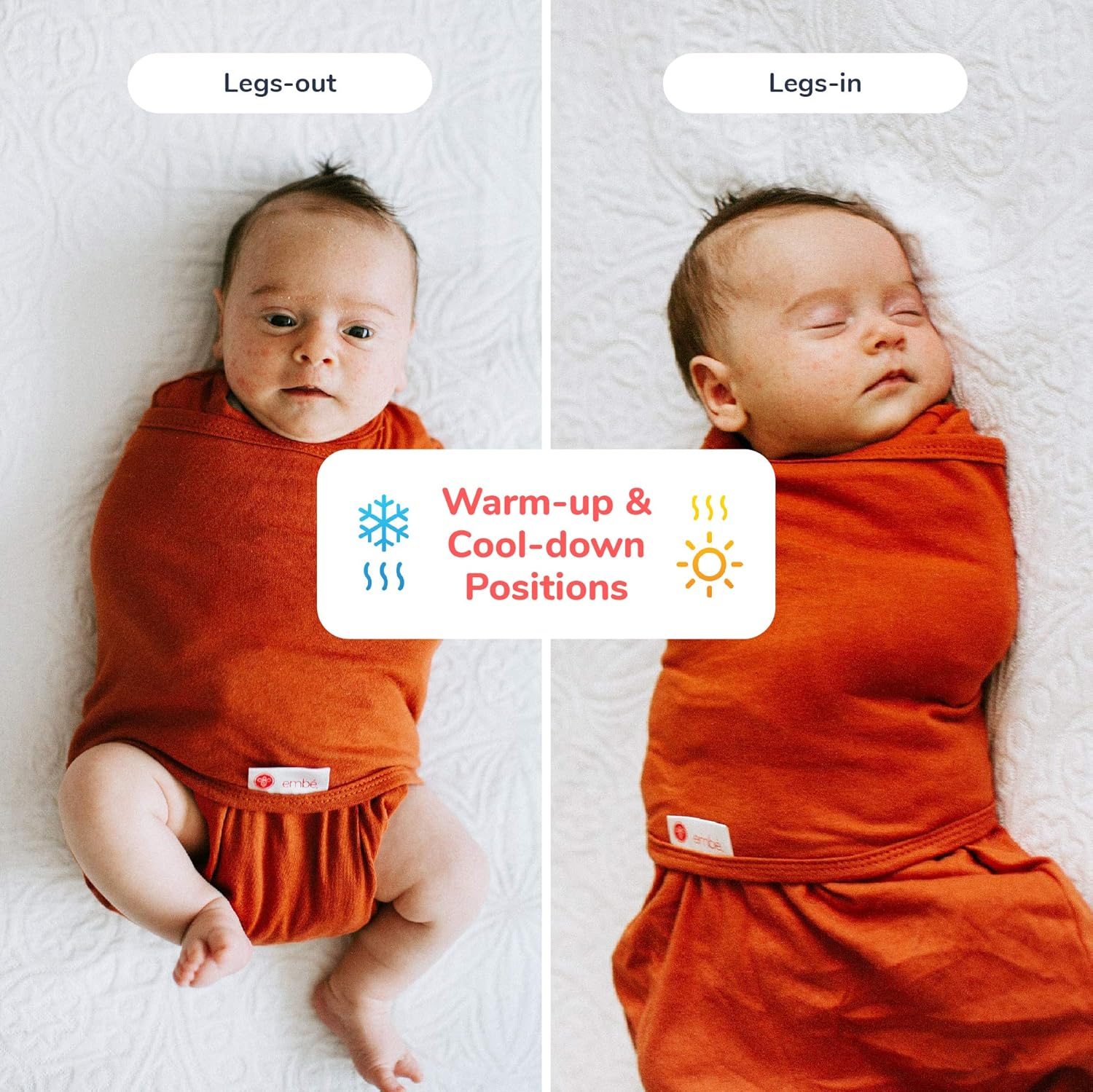 Emb&eacute; 2-Way Starter Swaddle Blanket, 2.5KG - 7 KG, 1.0 TOG, Nappy Change W/O Unswaddling, Legs in and Out Design, Warm up or Cool down 100% Cotton, 0-3 Months (Cloud) - Grey Stripes image number 6