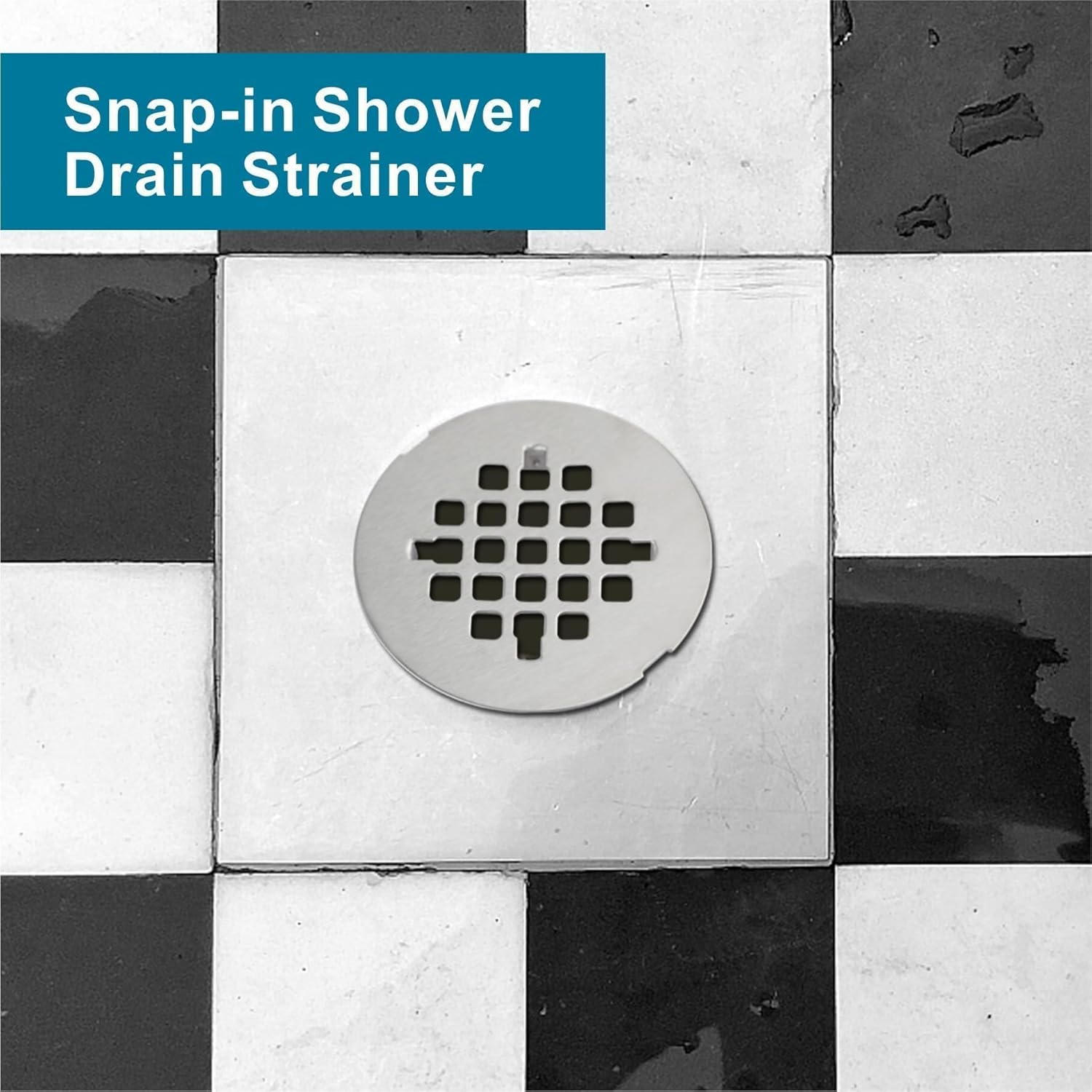 Brushed Nickel 4-1/4" OD Snap-In Shower Drain Cover Replacement, Welsan Stainless Steel round Shower Strainer Grid Easy to Install - Chrome Plated image number 3