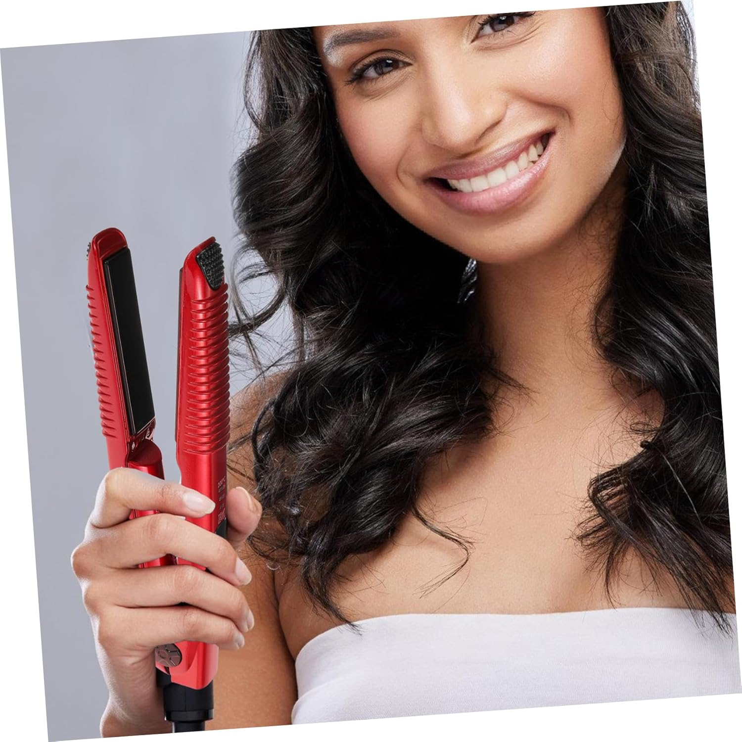 Wireless Rechargeable Hair Straightener and Cordless Hair Curler Mini Travel Size Usb Rose Red for Women and Men