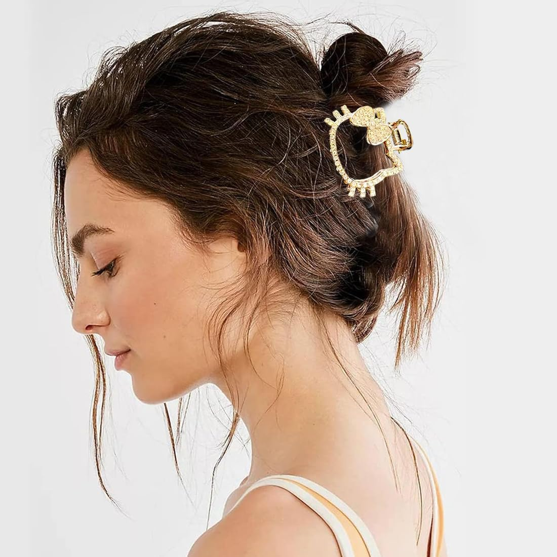 JAWUZ 3Pcs Kitty Hair Clip Metal Hair Clip Glitter Crystal Hair Clips Metal Hair Accessories for Women and Girls image number 3