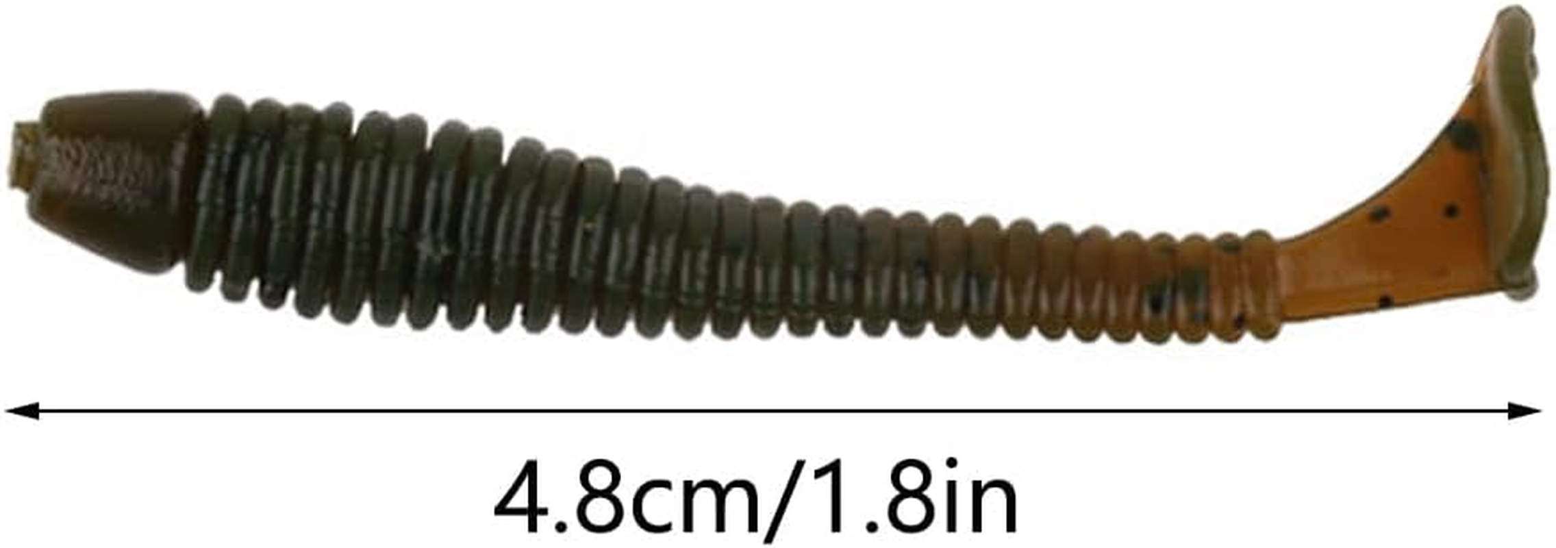 50Pcs Soft Plastic T-Tail Grub Worm Baits Fishing Lures Fish Tackle Gear Accessories Suitable for Catching Bass Trout Salmon - Gold image number 5