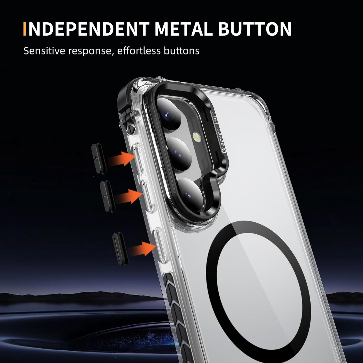 For Samsung S23 Case with Metal Camera Stand,Magnetic High-Transparency Full Protection Shockproof Case for Galaxy S23（Black）