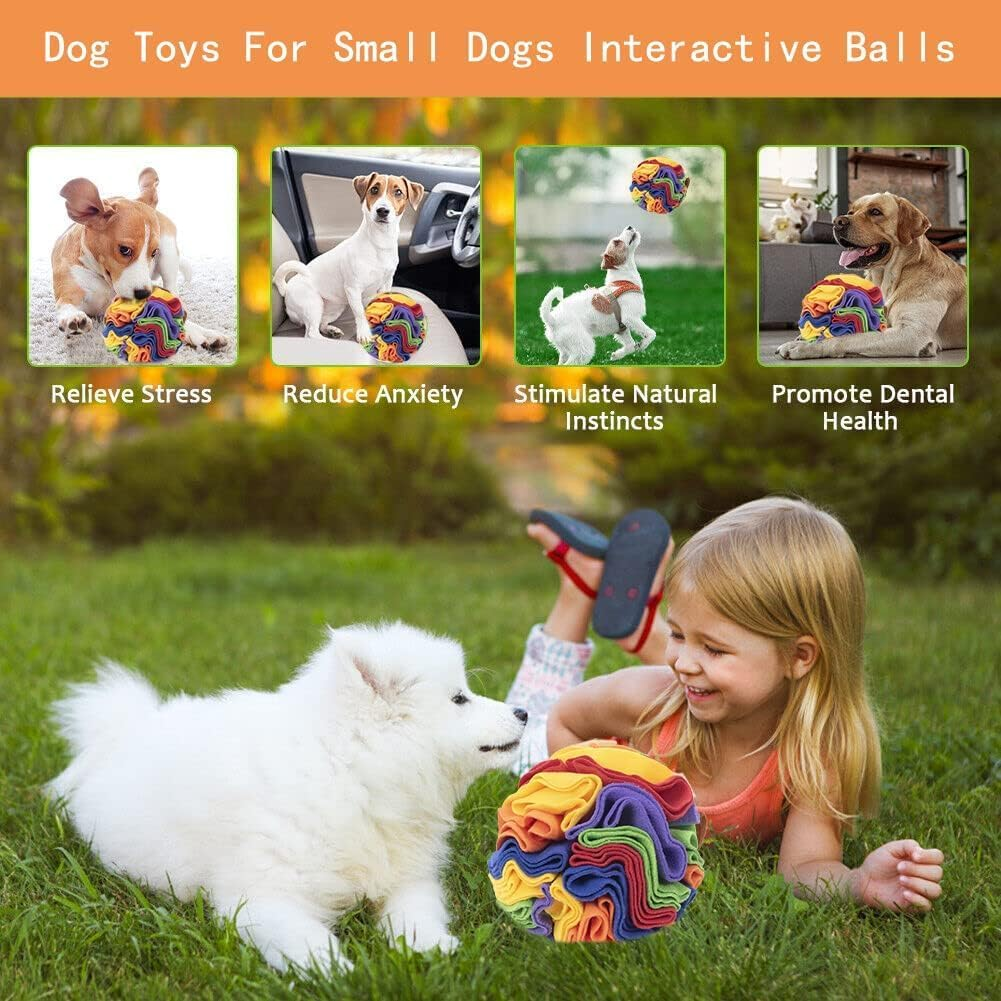 Dog Snuffle Ball, Dog Sniff Mat Fleece Foraging Mat Interactive Dog Toys Ball for Small Medium Large Dog Anxiety Relief (Multicolour1) - Multicolour2 image number 6
