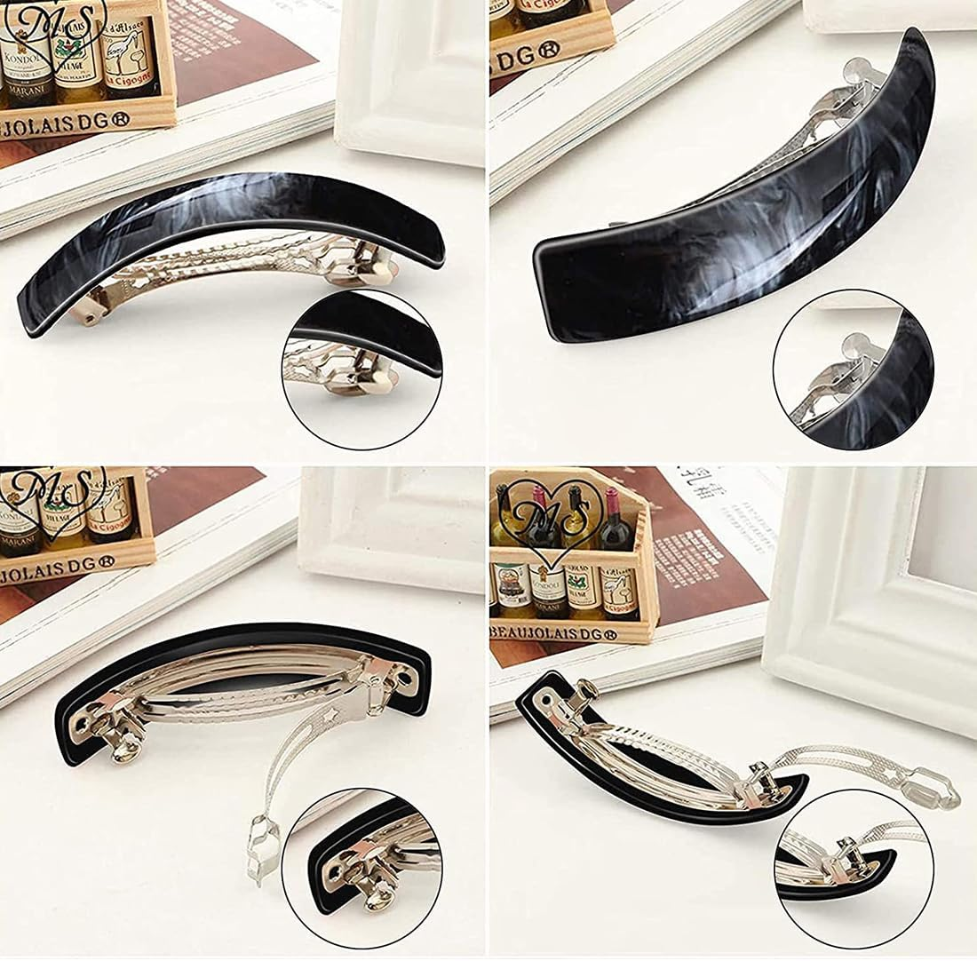 RGZ 4Pcs Large Automatic Thin Medium Hair Clips for Fine Hair and Vintage Style Hair for Women image number 5