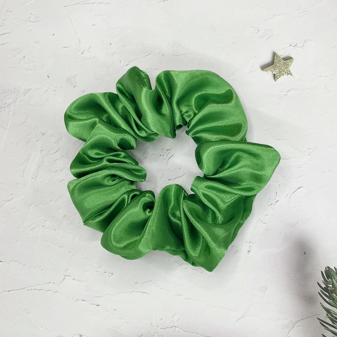 BIRLOZA Pack of 2 Neon Hair Scrunchie Pop Yellow Scratch Plain Scratch Elastic Band Pink Scratch Ties Hair Accessories Yellow Scrunchies Silk for Women Satin Hair Bobbles Yellow Girls Glitter image number 5