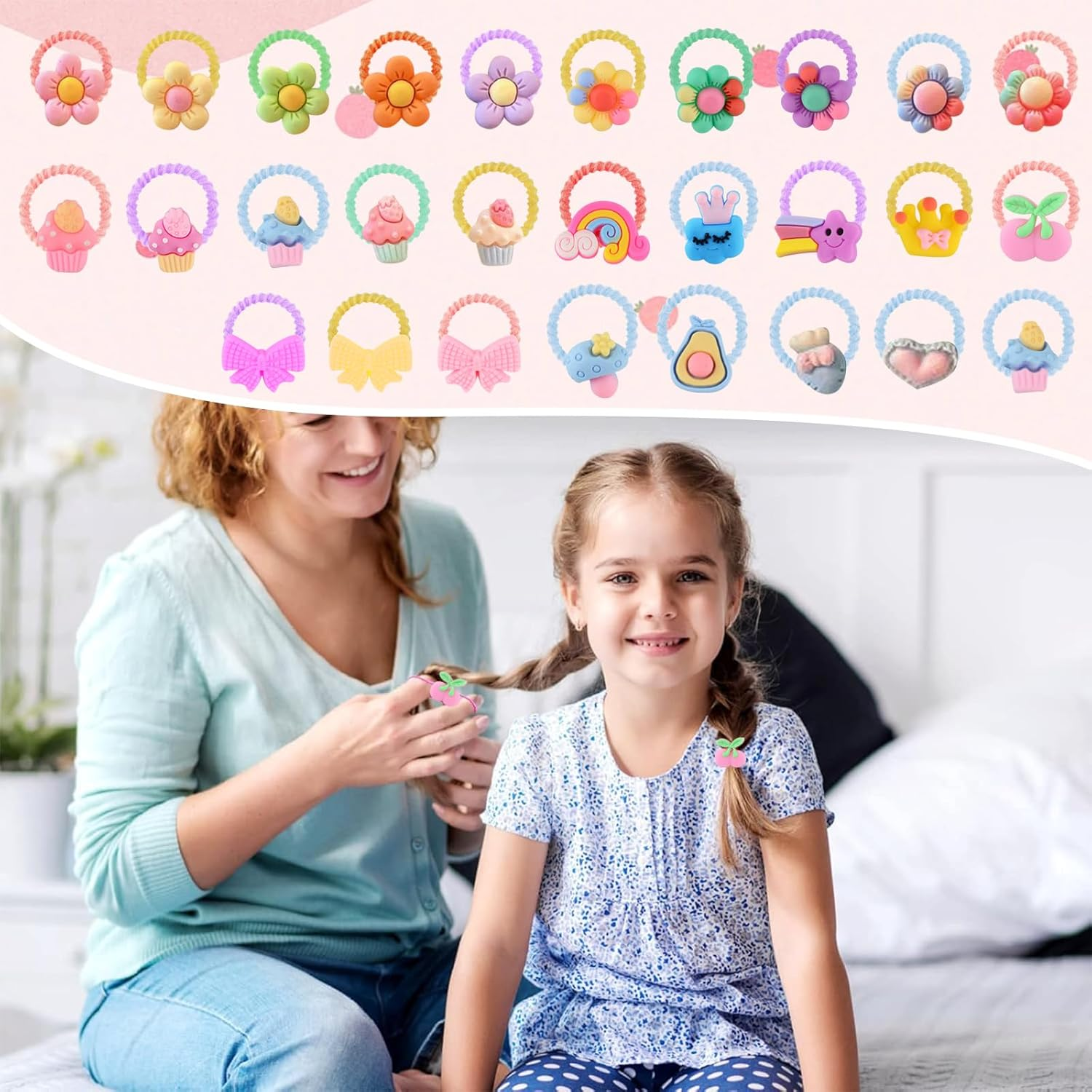 Elastic Hair Bobbles Baby Hair Bobbles Pack of 100 Hair Bobbles with Coloured Hairline Equipped as a Decorator with Faded Hair