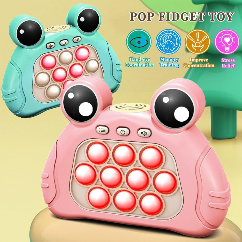 ZCOINS Pop Game Sensory Fidget Toys, Quick Push Light-Up Popping Squeeze Stress Toys, Handheld Electronic Push Pop Stress Puzzle Game for Kids and Adults Gift Party Fillers image number 6