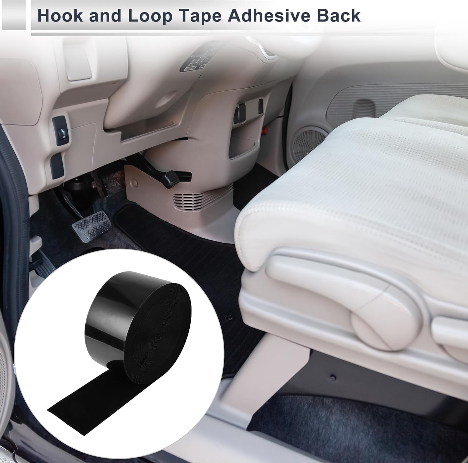 X AUTOHAUX 1 Pc Universal Hook and Loop Tape Adhesive Back Single Sided Adhesive Back Home Office Phone Mount Adhesive Tape Black 82.02Ftx4.33" image number 4