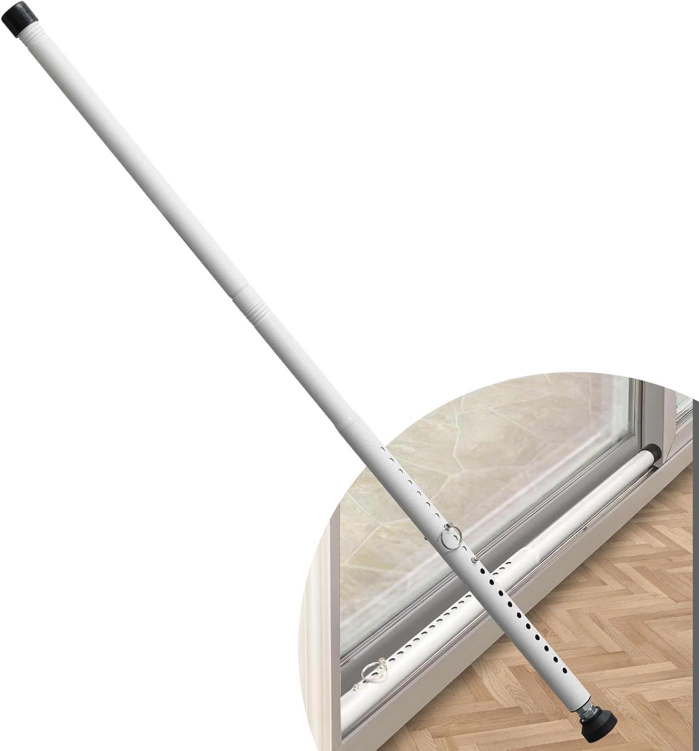 DIIG Sliding Door Security Bar，17.7-50.5Inch Adjustable Locking Window Safety Bar with Rubber Tips,Diameter 1Inch Window Security Bar for Home Apartment （White） image number 3