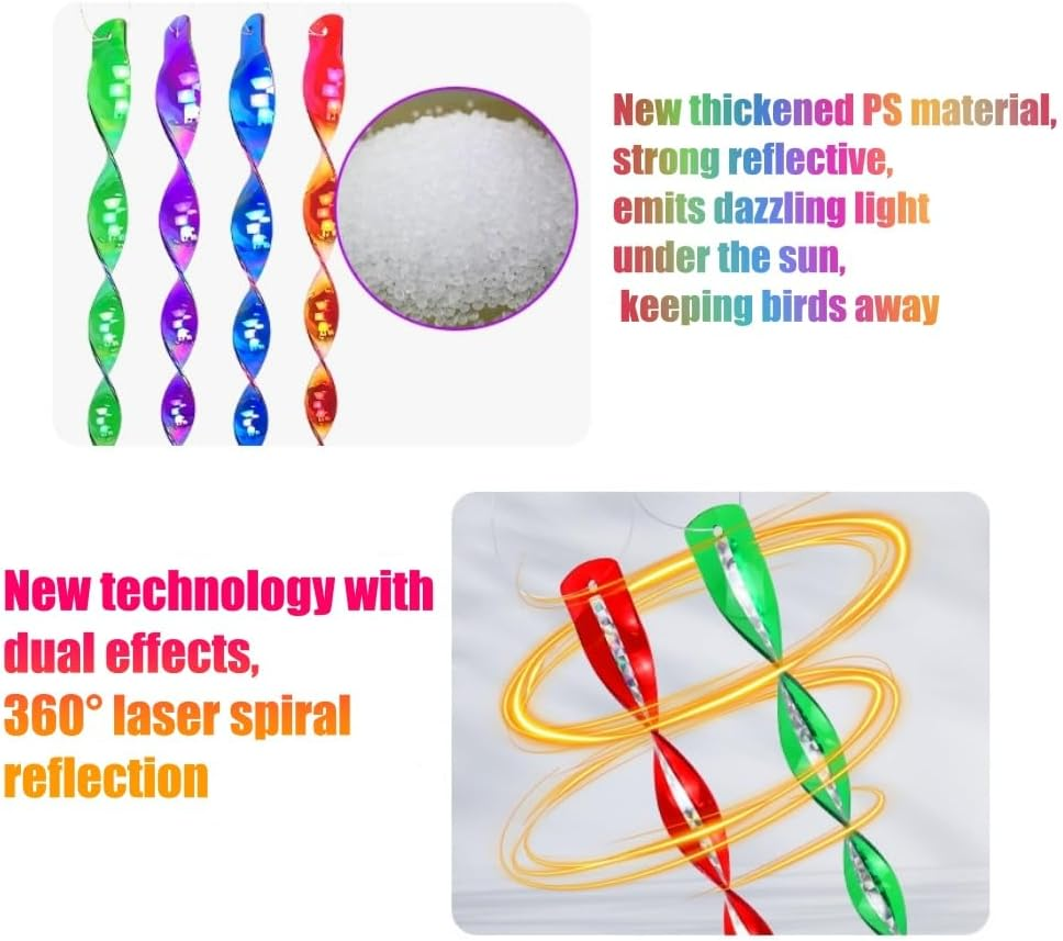 AUPOIT 10-Pack Bird Hanging Scare Rods, Reflective Repellent Rods, Bird Scare Devices, 30Cm (Normal Mix Colors) image number 1