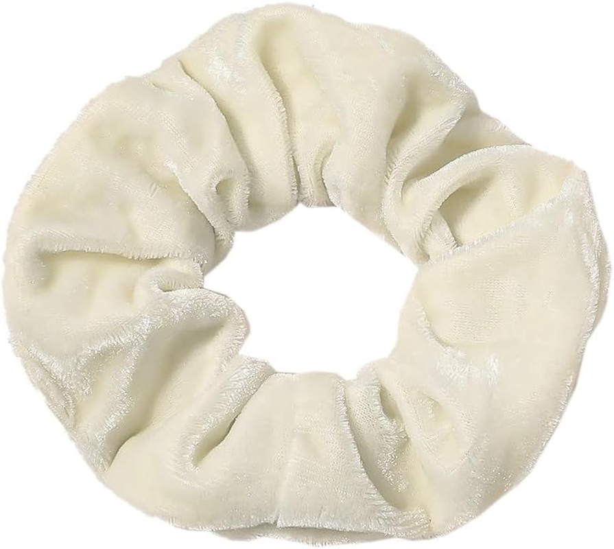 Pack of 5 Velvet Scrunchies Hair Bobbles for Women, Elastic Thick Bands, Hair Rings, Hair Accessories, Ponytail Holder, Hair Ring of the Colon for Girls Women, Milky White image number 1