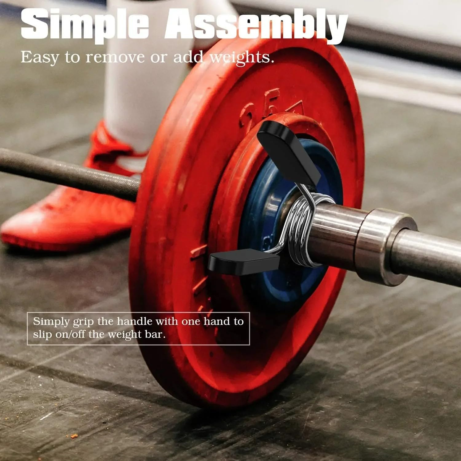 Eastygold Barbell Clamps Dumbbell Spring Clip Circlip Collars 1 Inch Weight Bars Clips Fitness Weightlifting Lock Buckle for Standard Bar 25Mm 2 Pack image number 1