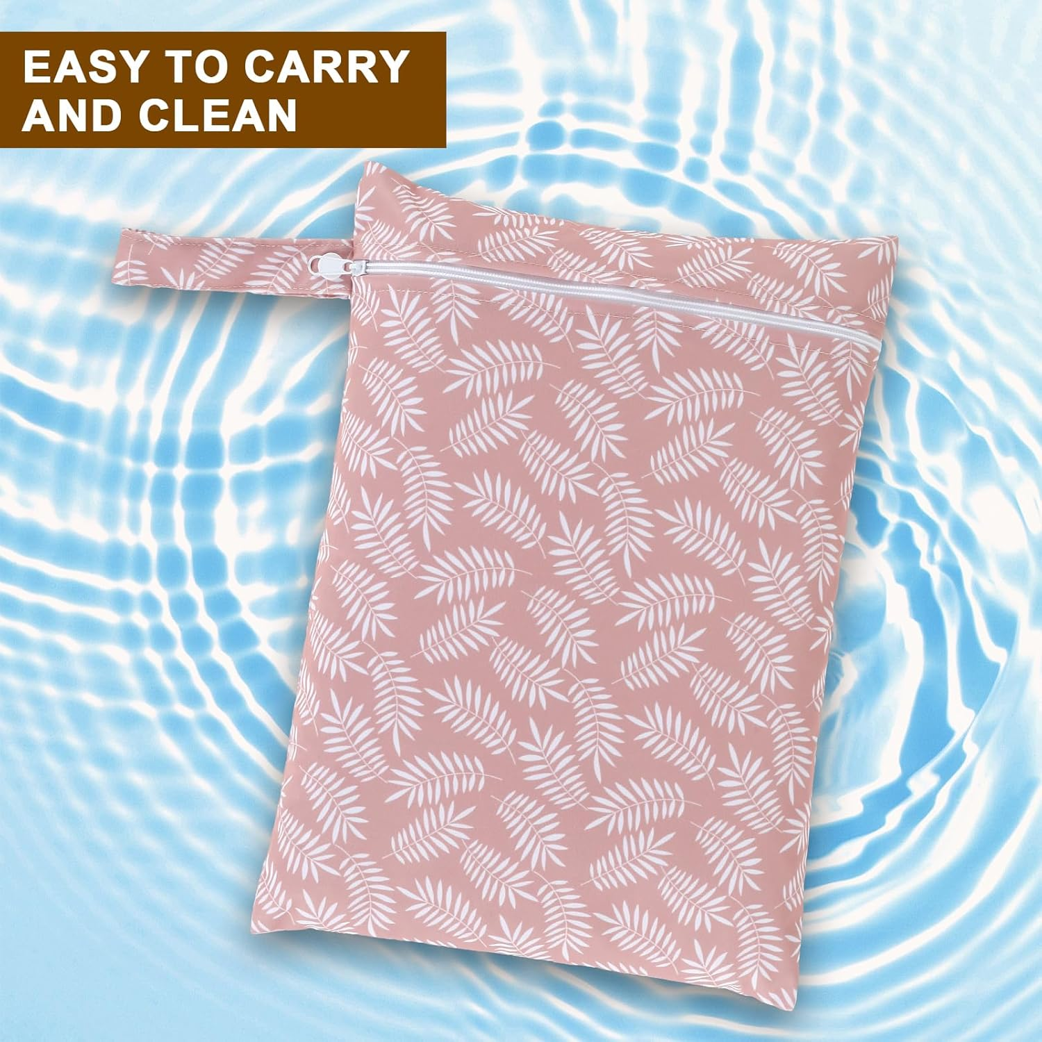 3Pcs Waterproof Wet Bag, Wet Bag Storage Bag Washable Travel Bags with Zipper Closure, Reusable Baby Diaper Bag Organizing Pouches Wet Bag for Swimsuit, Towels, Wet Clothes, Beach, 14" X 11", Style 2, image number 3