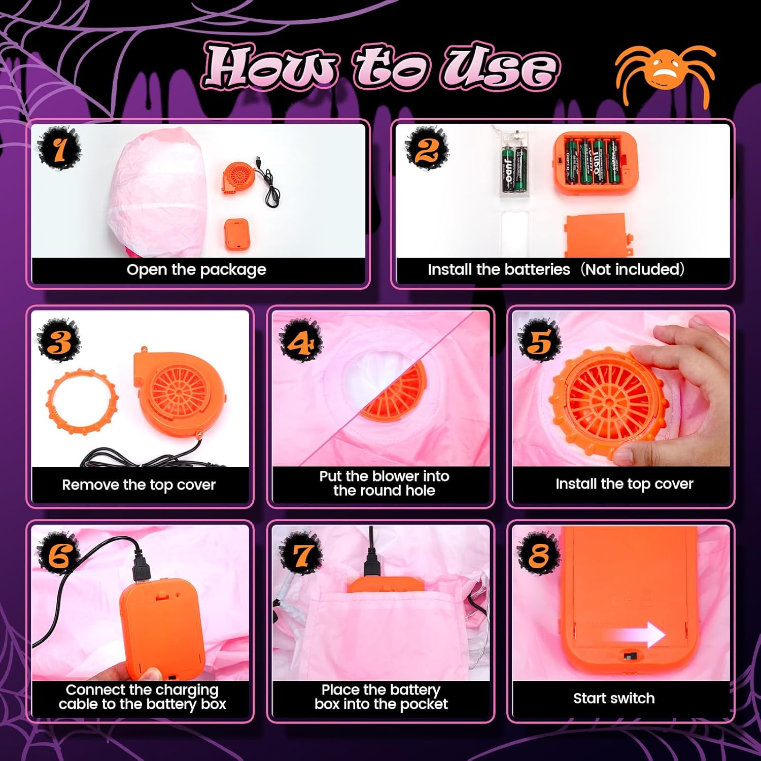 Skirfy Inflatable Unicorns Costume for Kids Riding on Unicorns Blows up Costumes for Girls 6-8 8-10 Funny Halloween Parties Cosplay Dress Easter,Thanksgiving Cosplay Events Party image number 6