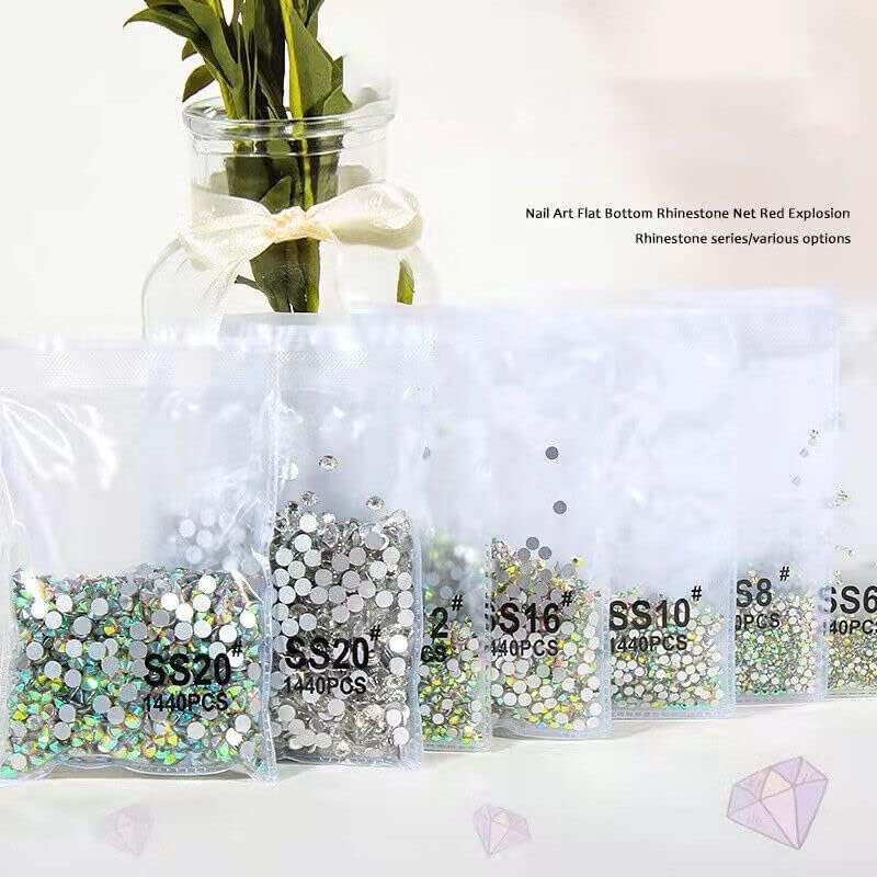 AIMALL 1440PCS Glitter Rhinestones Crystal Clear Flat Bottom Glass Nail Art Nail Drill: Sparkling Crystal Clear Flat-Backed Embellishments for Nail Art Design - Clear Crystal Ss20 image number 3