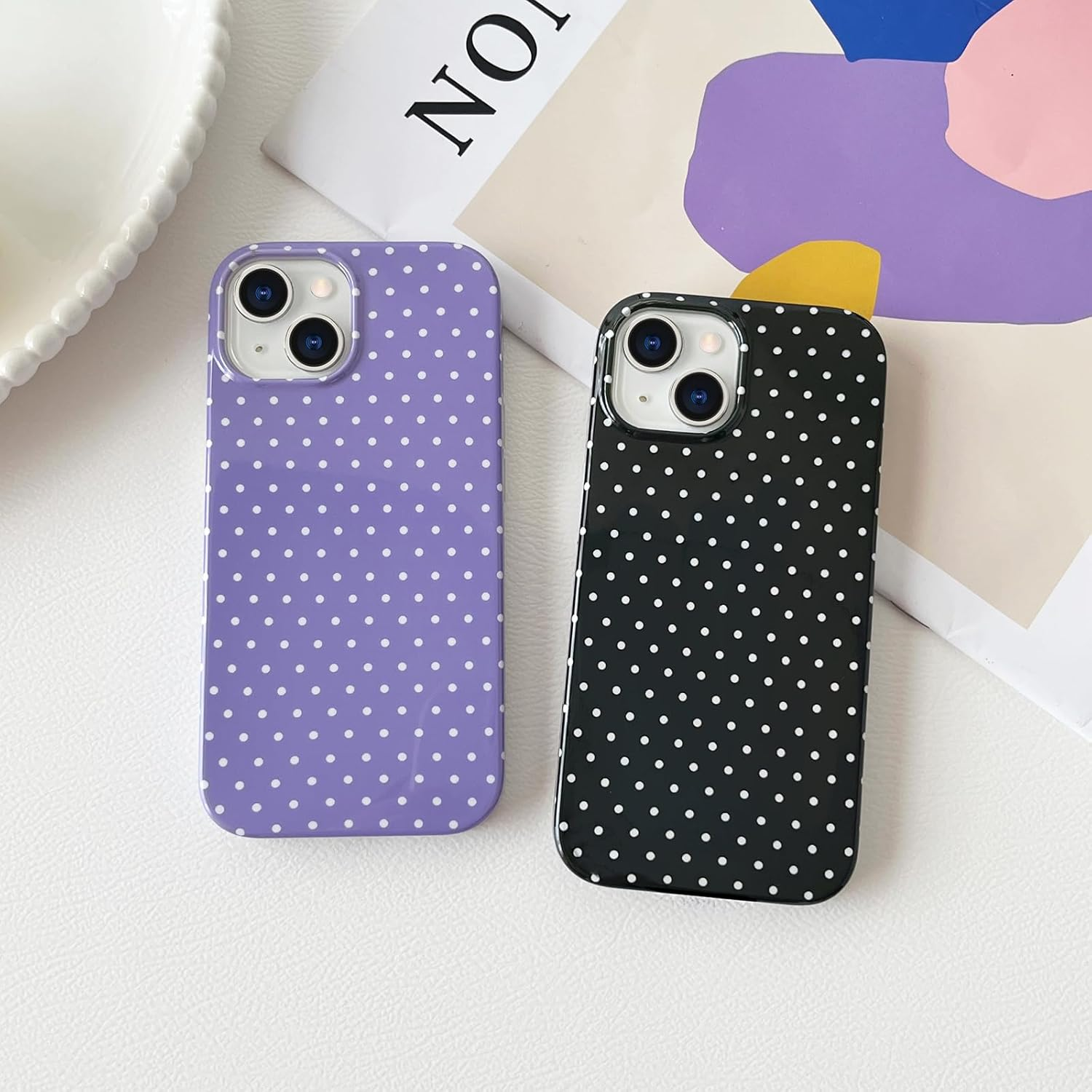 Smobea Iphone 13 Case, Cute Polka Dot Phone Case, Beautiful and Stylish Soft Slim TPU Case Shockproof Cover for Women Girls Yellow image number 5