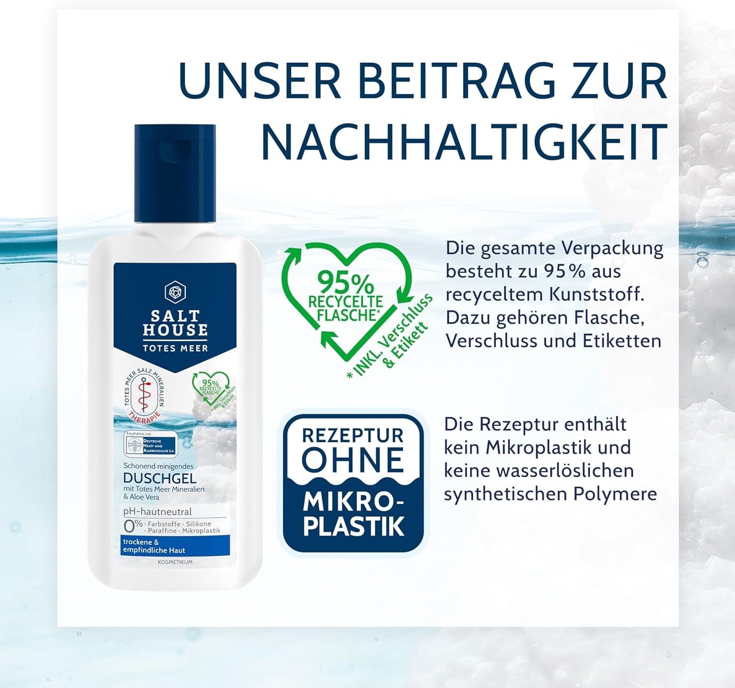 SALTHOUSE&reg; Dead Sea Therapy Shower Gel I Nourishes the Skin I Prevents Drying Out I Rich in Mineral Salts I with Aloe Vera I Skin Compatibility Dermatologically Tested (250 Ml)