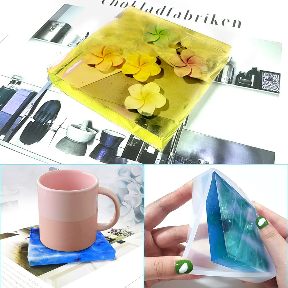 11 Pcs Resin Molds, Finegood Square Silicone Molds for Epoxy Resin Ball Epoxy Resin Molds DIY Cube Box Resin Casting Molds for Jewelry Soap Dried Flower Specimen image number 4