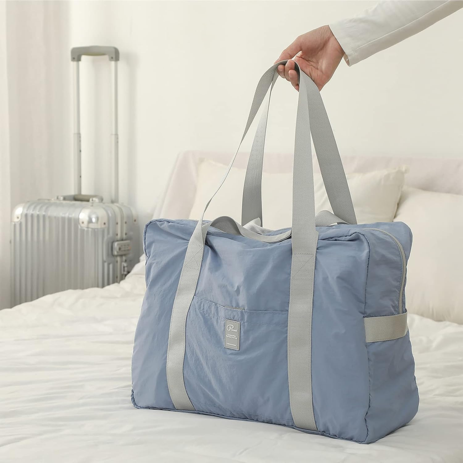 Foldable Travel Duffel Bag, Sports Duffels Gym Bag, Rainproof Nylon Totes, Lightweight Duffle Bags for Women & Men, Outdoor Vacation Weekend Bag by Vanfn P.Travel Series (Matte Blue)