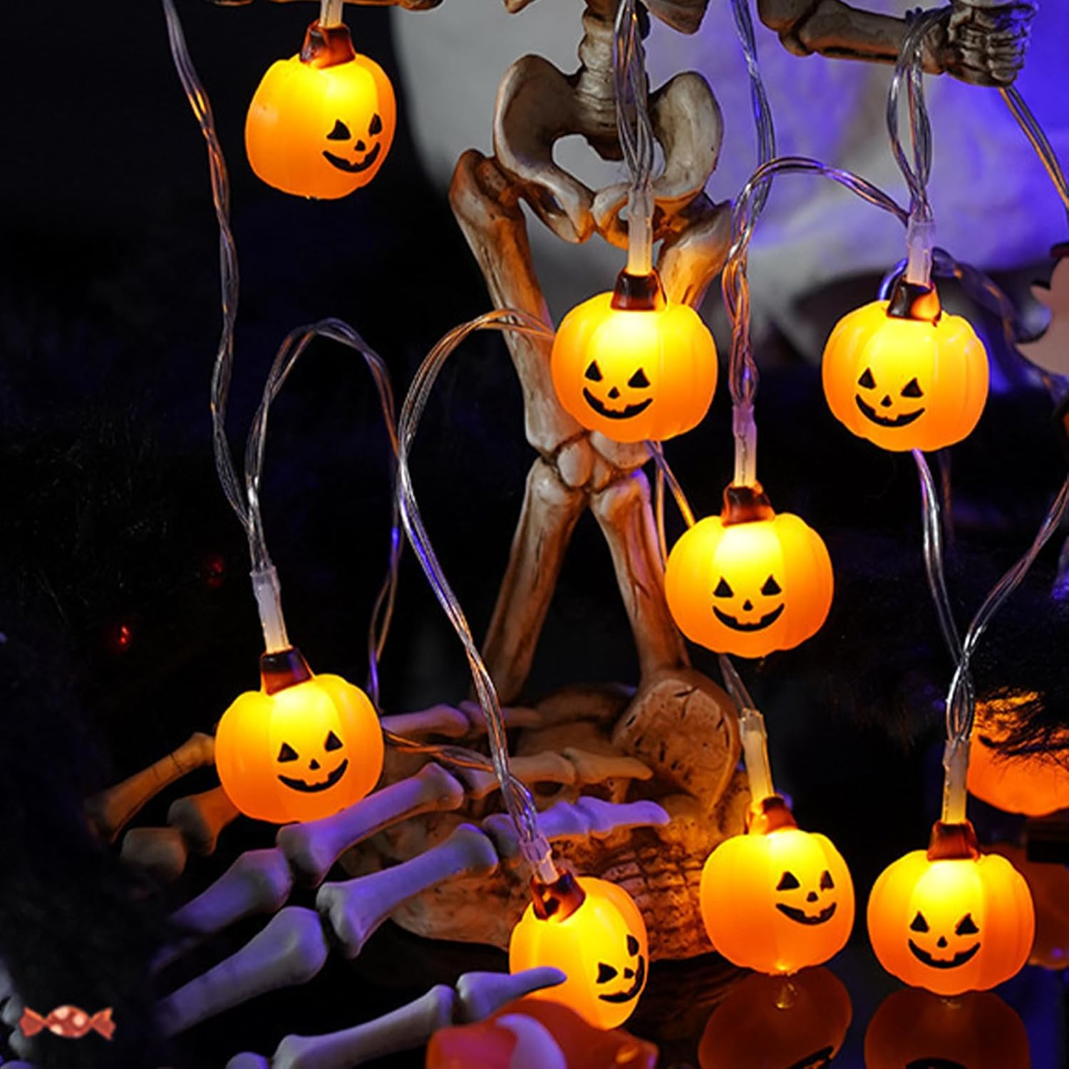 Koboko Halloween Fairy Lights Pumpkin Decoration, 3 M 20 LED Fairy Lights, Halloween Pumpkin, Autumn Decorative Fairy Lights, Battery Operated, Orange Pumpkin Lights for Indoor Outdoor Use, Autumn image number 5