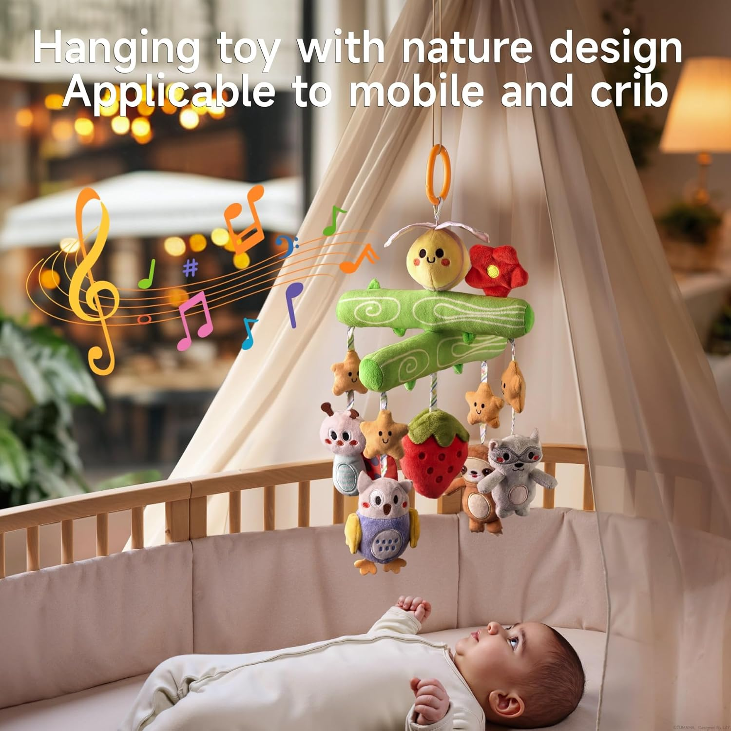 TUMAMA Baby Toys 0 3 6 12 Months, Soft Hanging Stroller Toys Potted Plant Crib Car Seat Toys, Infant Newborn Crinkle Infant Rattles with Squeaky Sensory Developmental Toy image number 5