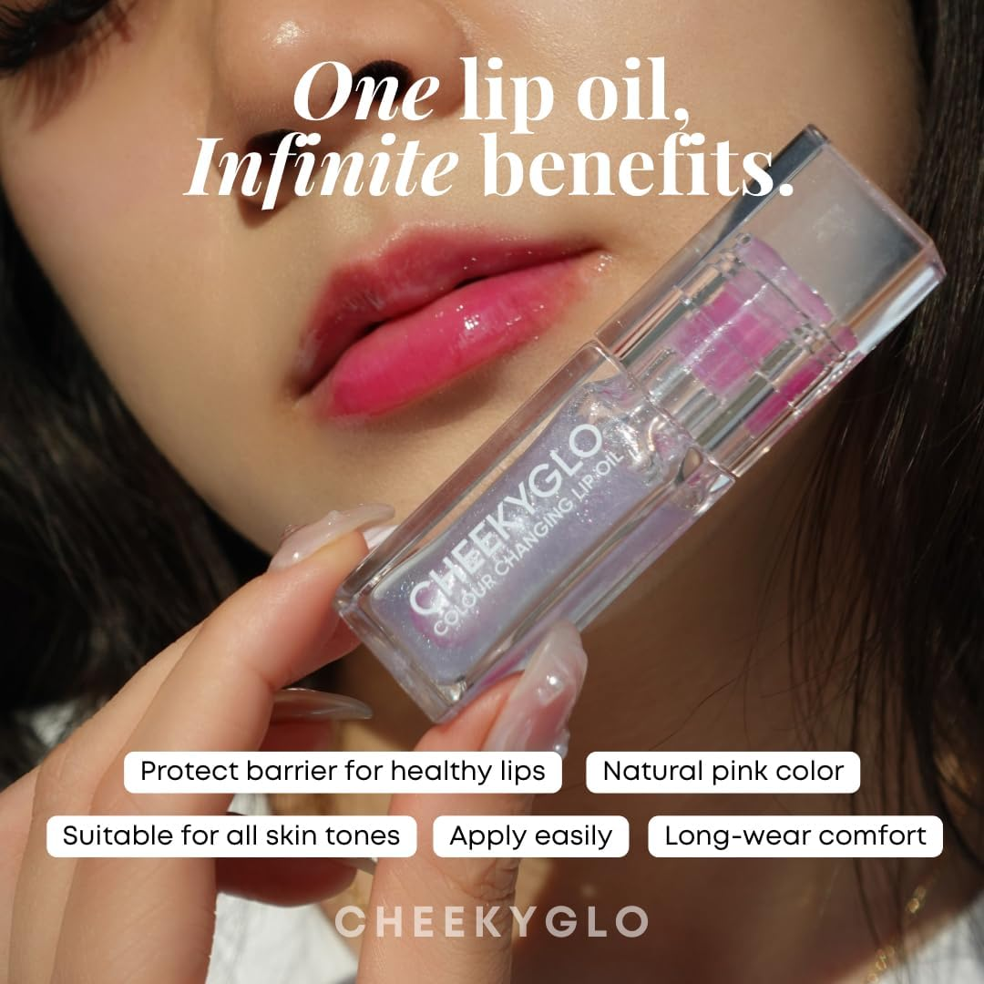 Cheekyglo Colour Changing Lip Oil (Candy) | Ultra-Hydrating & Moisturizing | Magic Lip Gloss | Juicy & Glossy Lips | Non-Sticky Feel | Transfer Proof | 12Hr Lip Stain | Candy Scented | Colour Changing Technology image number 1