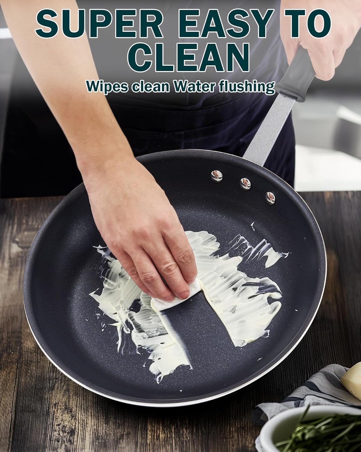 Cooks Standard Professional Aluminum Nonstick Restaurant Fry Pan 8-Inch, Durable Heavy Duty Skillet Pan, Woks,Metalic image number 2