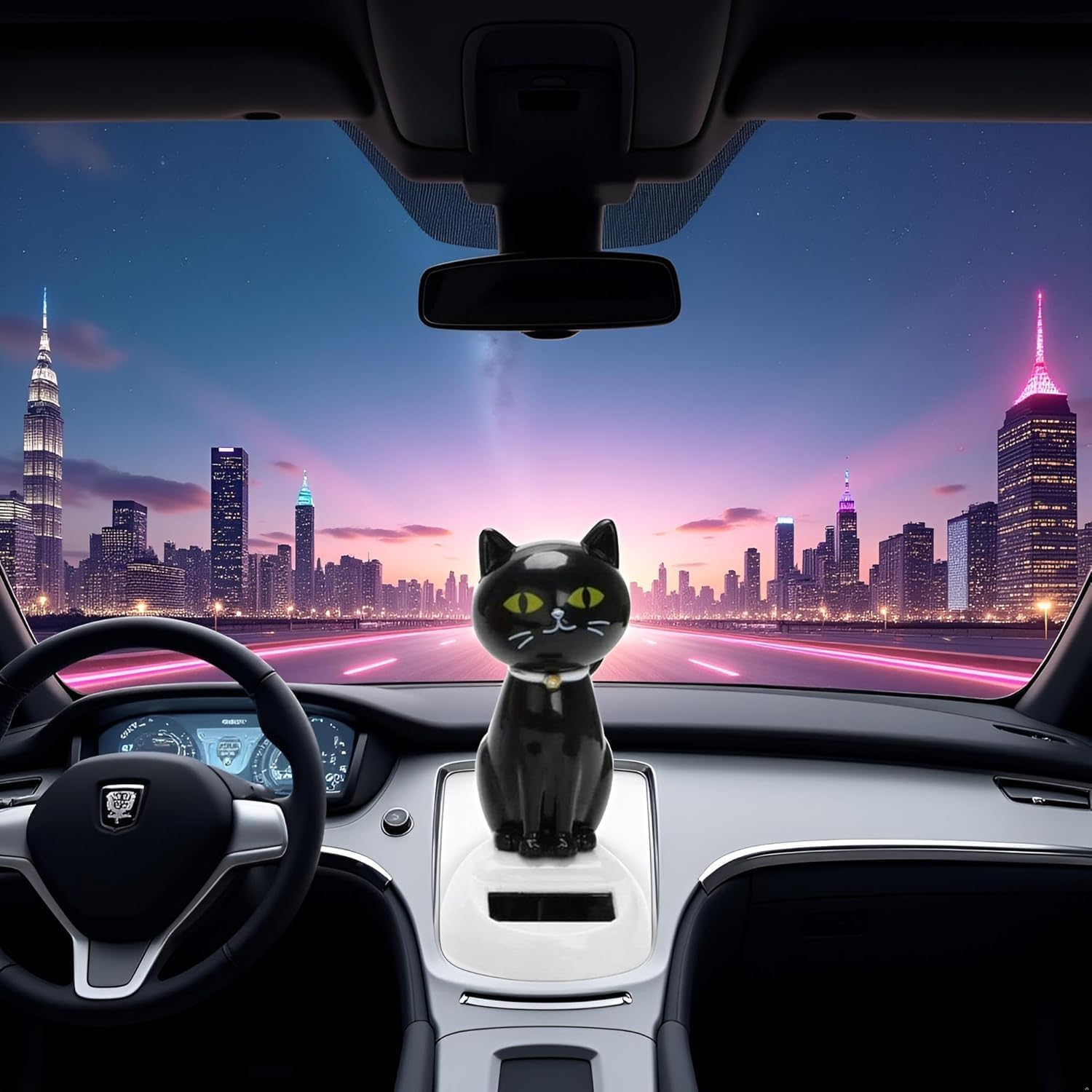 Solar Cat Toy Doll Dancing Cat Figure Car Ornament,Dancing Toys Ornaments Solar Powered Car Dashboard Interior Decoration Desktop Decor Gift Window Party Car Desk Home image number 1