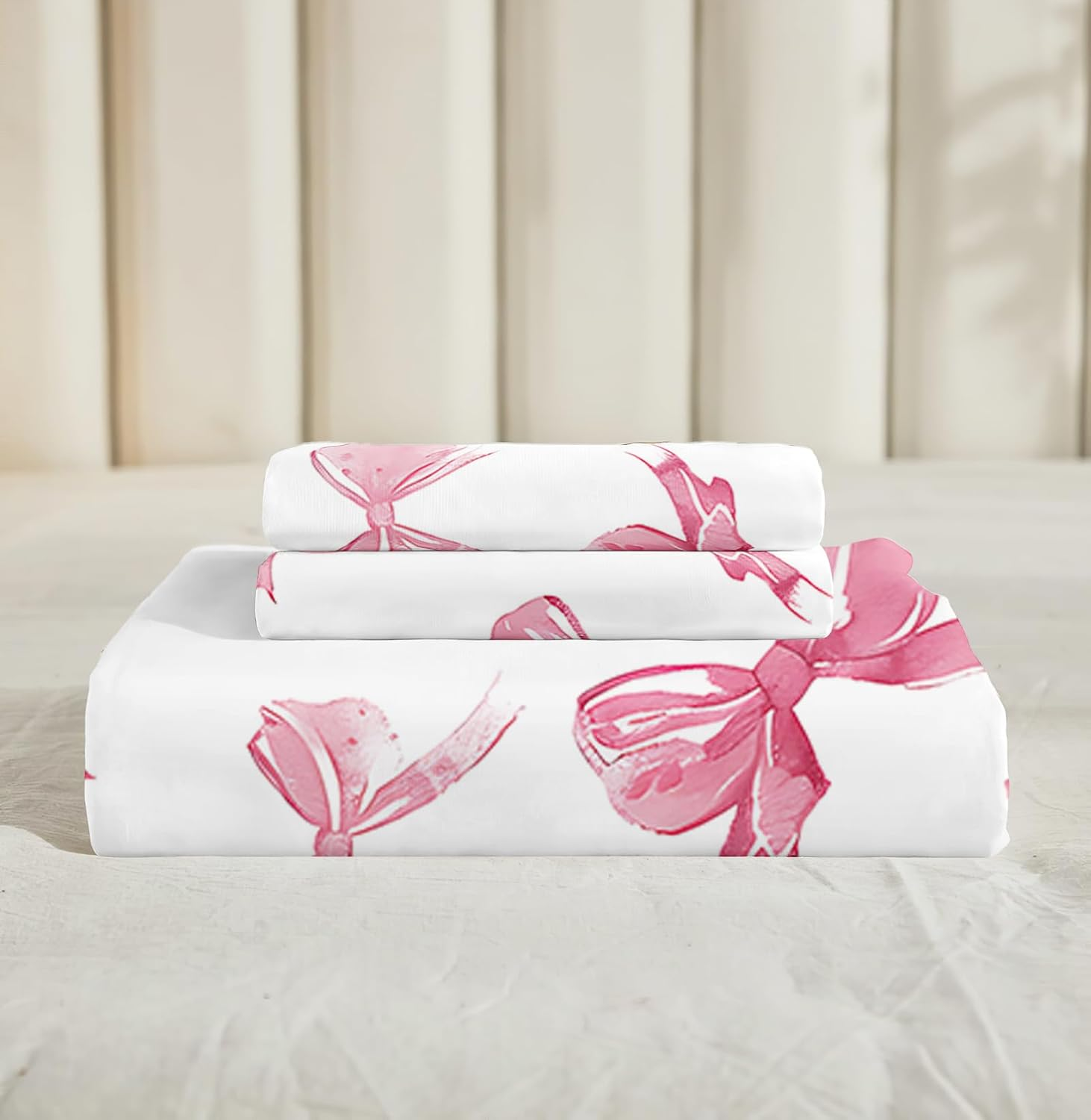 Herside Girls Pink Duvet Cover Set Super King Pink Kawaii Bowknot Design Ultra Soft Microfibre Easy Care Bedding Set 3 Pieces Quilt Cover for Adult Women Bedroom Decor with Zipper Closure image number 2