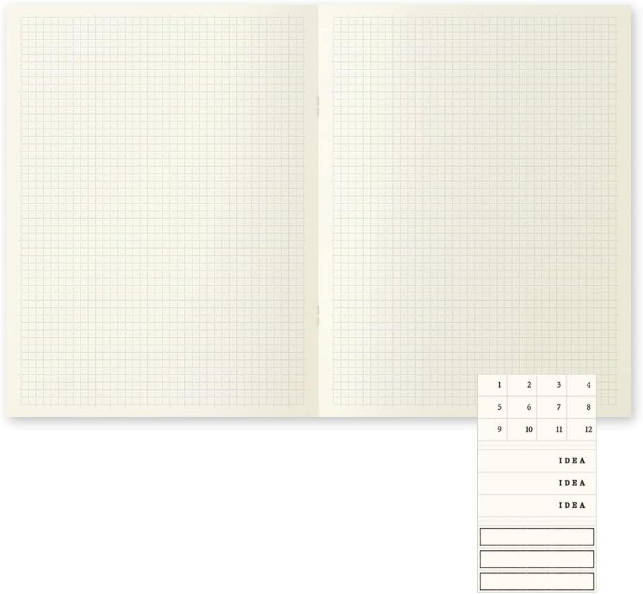 DESIGNPHIL Midori 15308006 Notebook, MD Notebook, Light, A4 Variable Size, Square Ruled, Set of 3, A image number 1