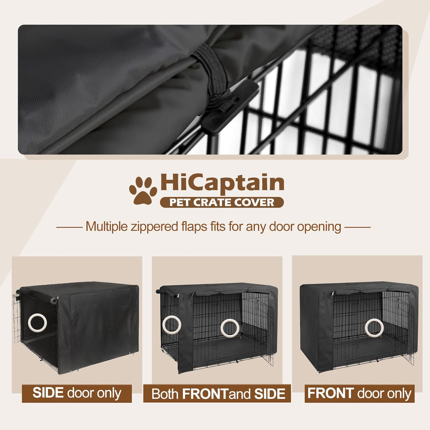Hicaptain Folding Metal Dog Crate for 36 Inch Wire Pet Cage (Black) image number 4