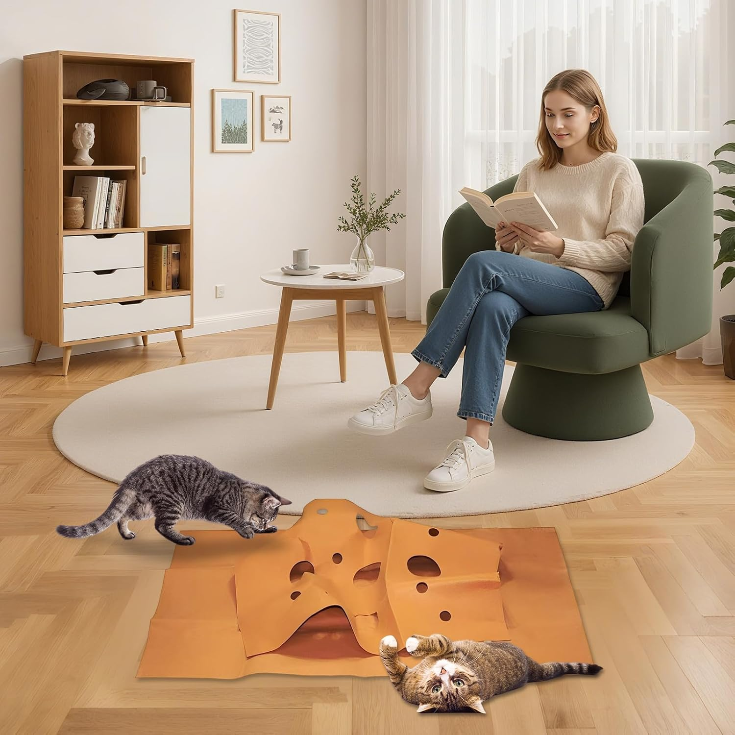 Cat Activity Mat - Agility Training Mat | Interactive Kitten Toy Enrichment Furniture for Apartment Home Indoor Outdoor Travel Daily Climbing Exercise Hunting image number 5