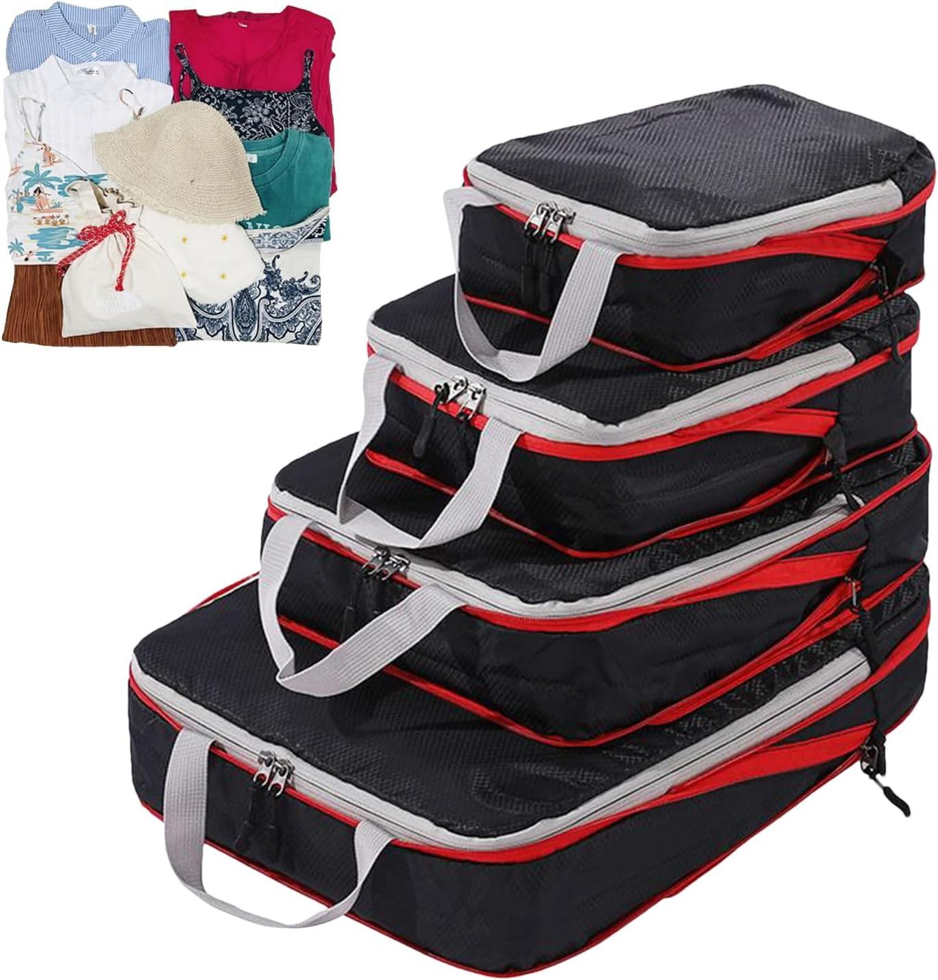 Lisutupode Compression Packing Cubes | Travel Compression Bags for Packing - Luggage Bags Organizer for Cruise Vacation Moving House Dorm Camping Business Trip College image number 5