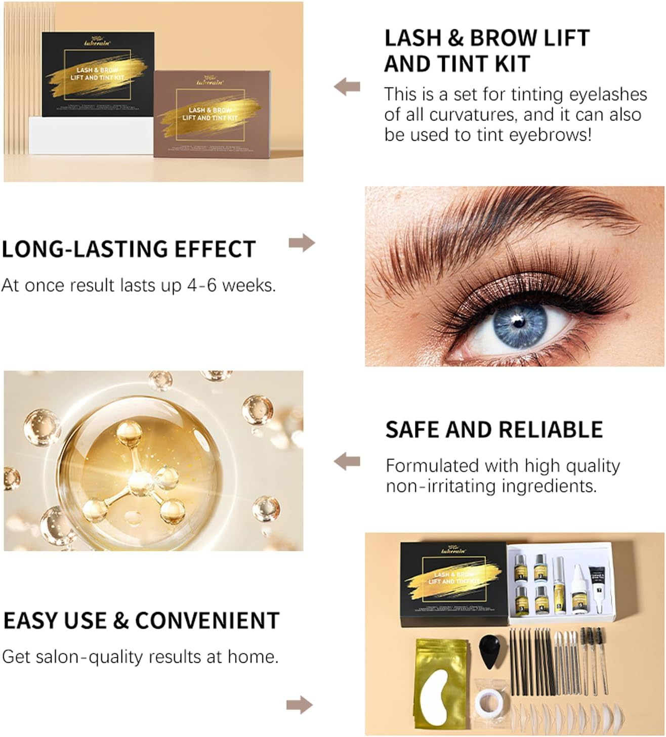 Lash Lift Kit - Eyebrow Lamination, Professional Eyelash & Brow 2 in 1 Perm Set, Eyebrow Lift Kit, Fuller & Thicker Brows Suitable for Salon & Home Use, Lasts for 4-6 Weeks (BLACK)