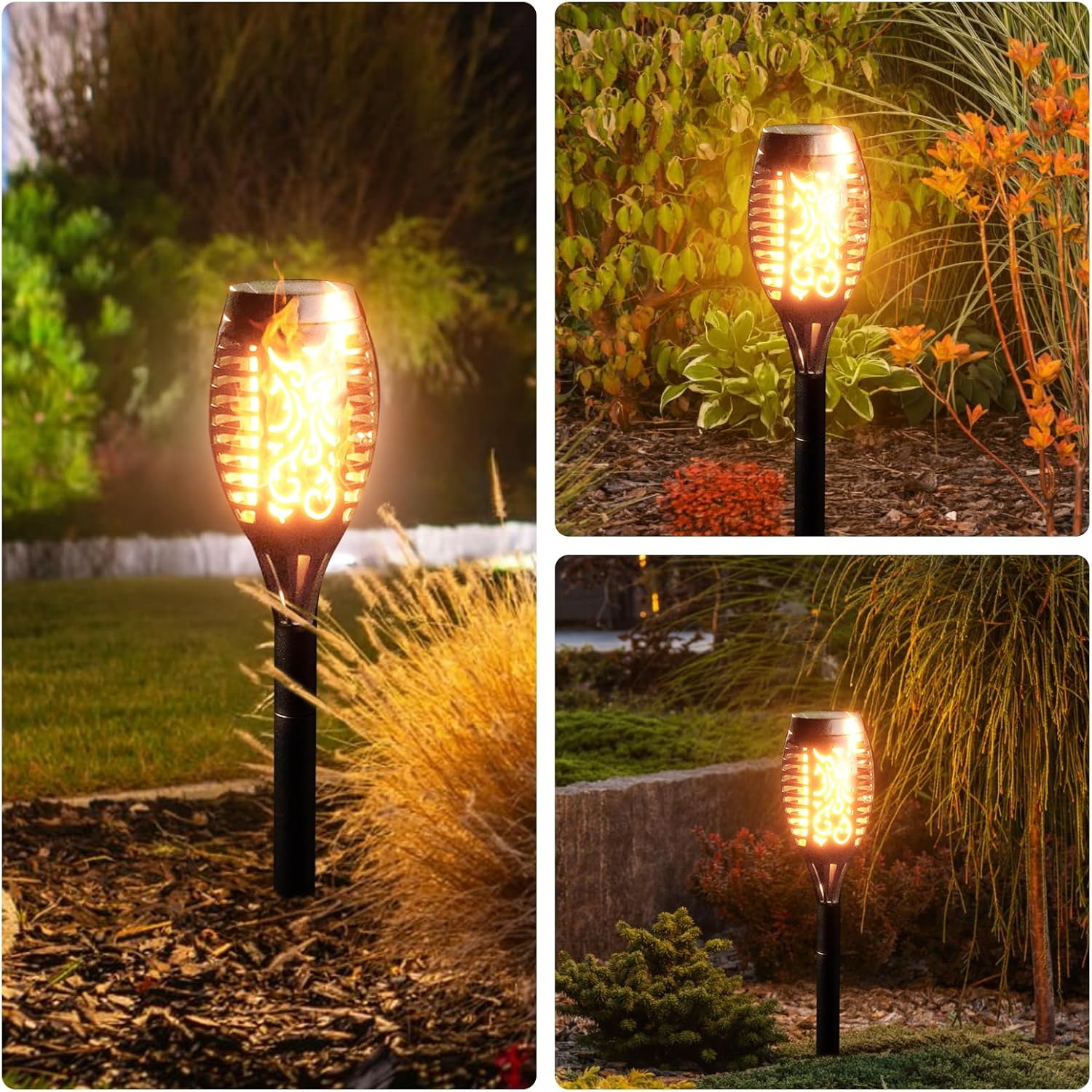 Xmart 12 LED Solar Lights Outdoor Upgraded 8Pack,Ip65 Waterproof Solar Torch Light with Flickering Flame, Solar Tiki Torches Decoration Lights, for Path Yard Garden image number 3