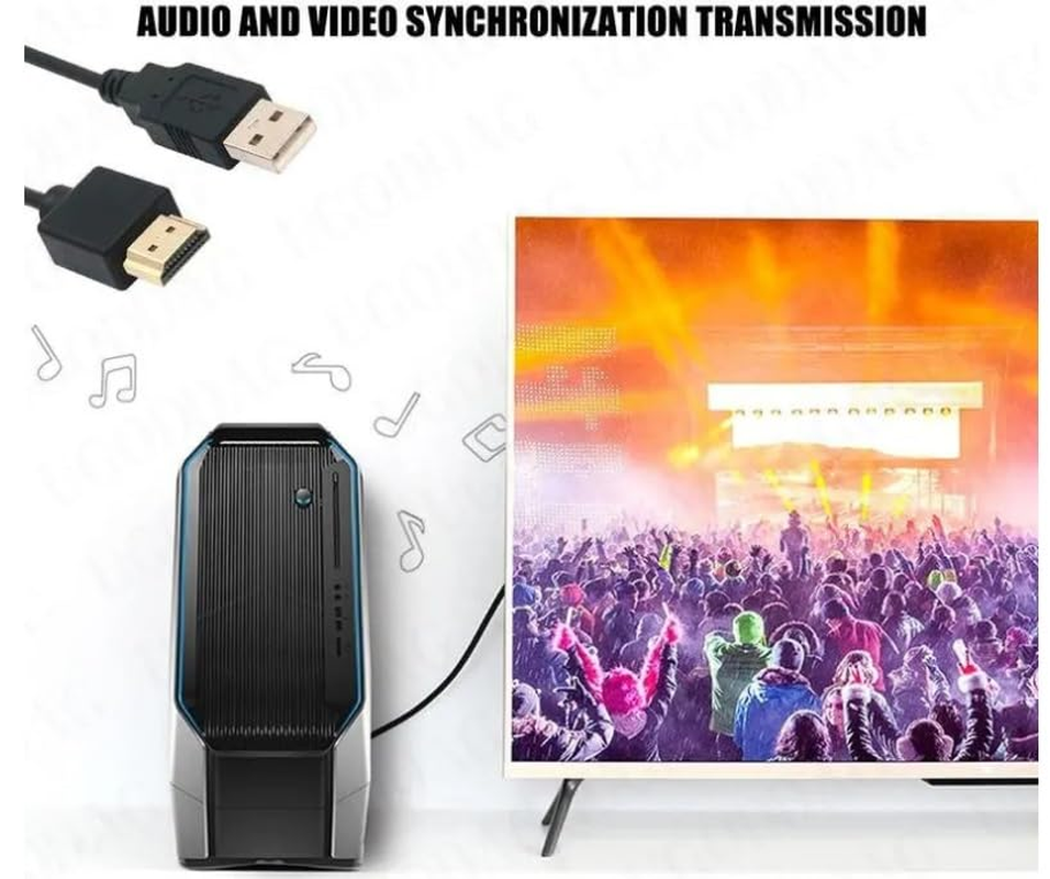 Liyquint USB to HDMI Cable 0.5M, USB 2.0 to HDMI Male Adapter with External Power Supply for Laptop, PC, Smart TV, Monitor, Projector & More HD Display Devices (Black)