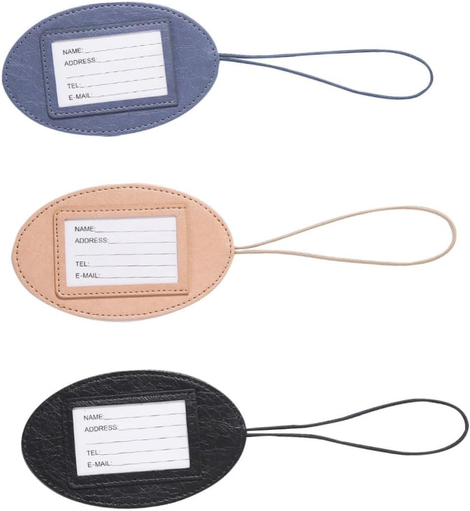 MOKKHNB 3Pcs Pu Leather Luggage Id Tags Cartoon Design Multifunctional Travel Bag Tags with Strap Portable Suitcase Identifiers for Air Travel Random Color image number 5