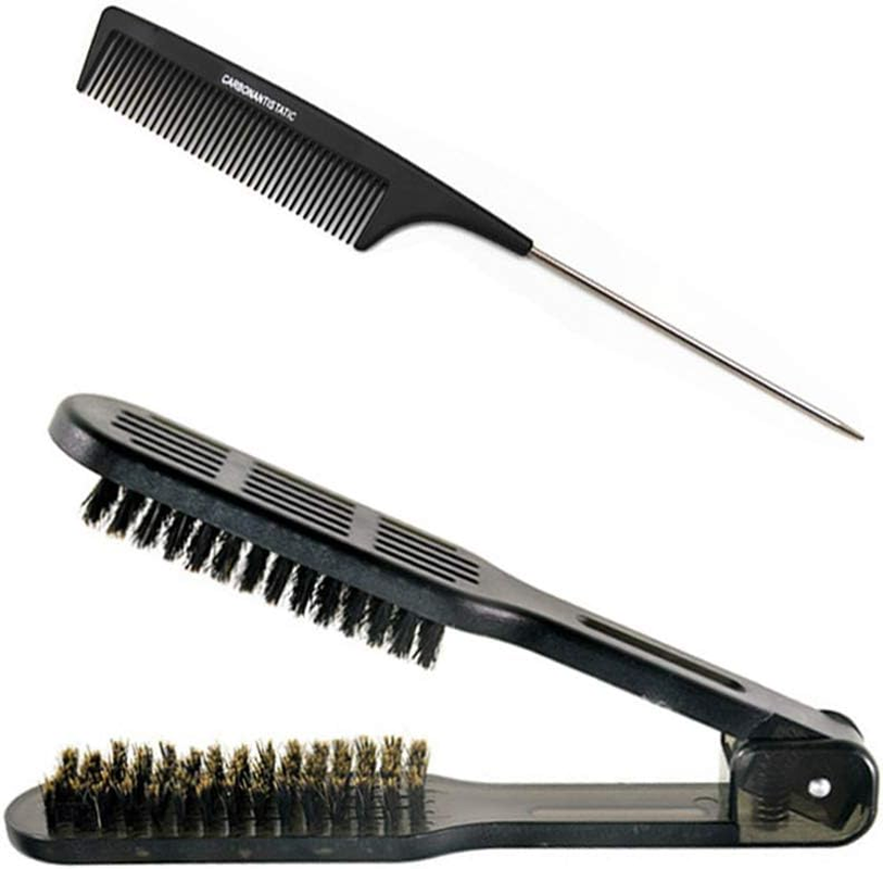 Clamp Hair Brush Straightener Detangler Splint Comb Nylon Bristle Double Sided Straightening Brush Air Vented Flat for Wet,Dry,Fine,Thick Natural Hair image number 2