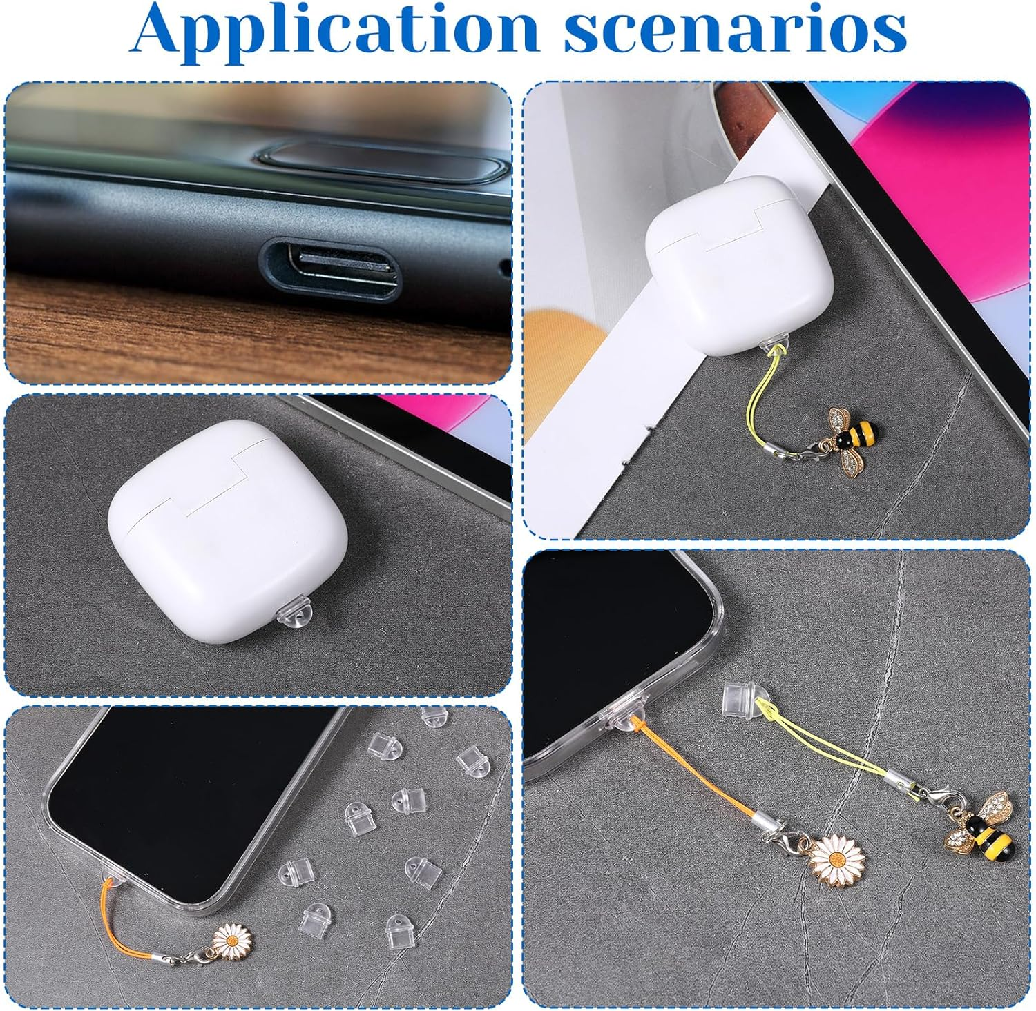 50 Pcs White anti Dust Silicone Type C Charging Port, Clear Charging Port Covers anti Plug Cover Plugs, Protector Protective Dust Plug for Phones Laptops