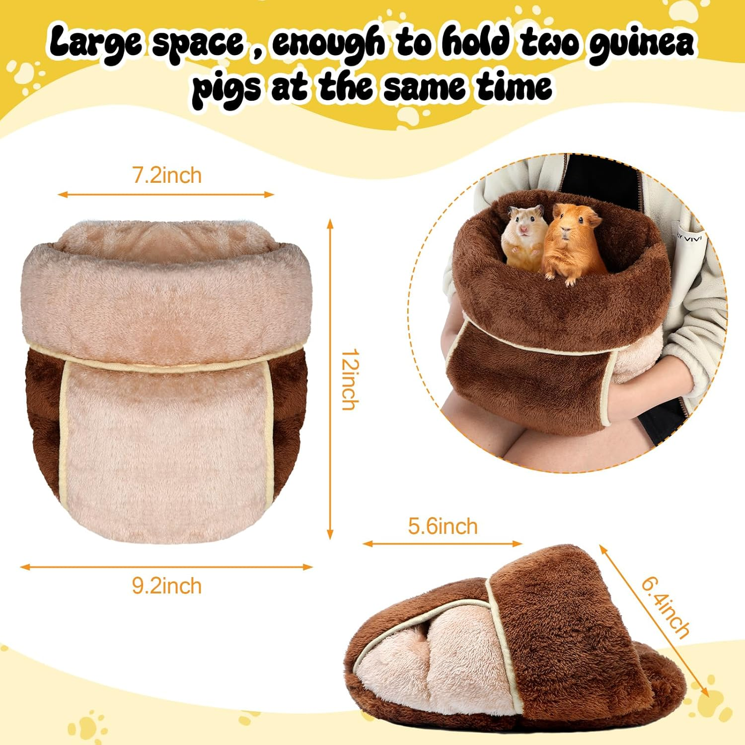 Wenqik 2 Pcs Guinea Pig Bed Cuddle Warm Hideout Small Animal Sack Cozy House Bedding Sleeping Cushion Portable Pet Carrier Cage Nest for Rabbit Hamster Rat image number 5