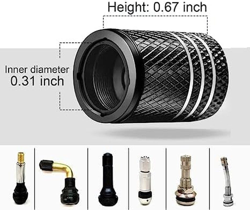 5 PCS Tire Valve Stem Caps for Car Tire Cap Corrosion Resistant Leak-Proof Premium Alloy Universal Fit for Car Bike Truck Motorcycle (Black)