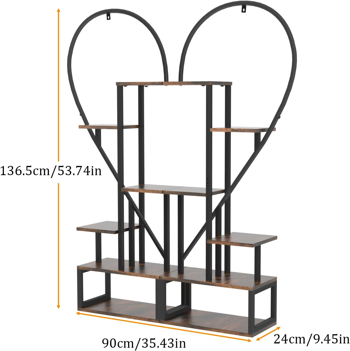 Metal Plant Stand Indoor: 6 Tier Plant Shelf Creative Heart Shape Flower Stand Ladder Plant Holder for Home Patio Lawn Garden (2 Pack)