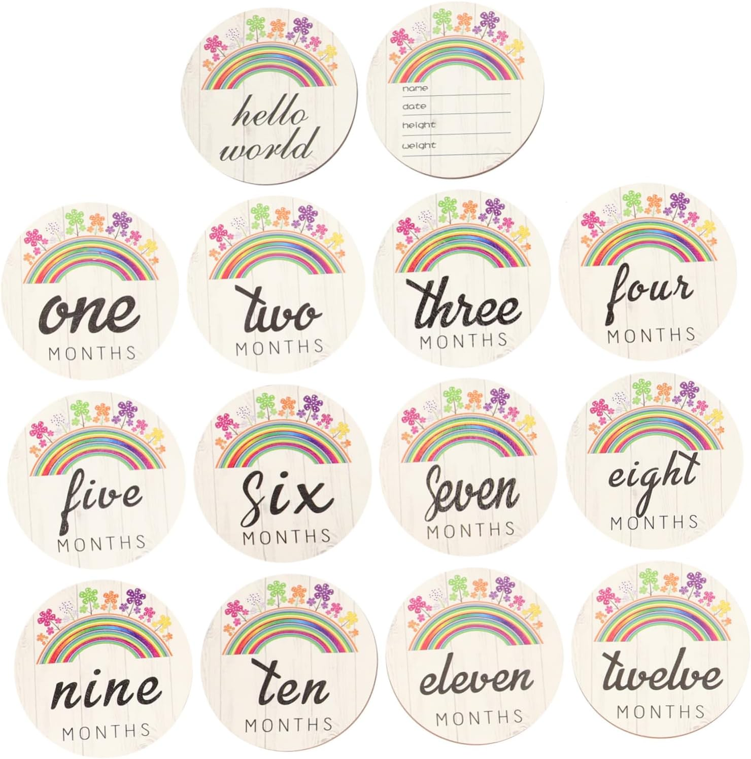 UPKOCH 14Pcs Wooden Monthly Milestone Cards Decorative Milestone Keepsakes Unisex Photography Props for Newborns Creative and Durable Design with Beautiful Wood Grain image number 1