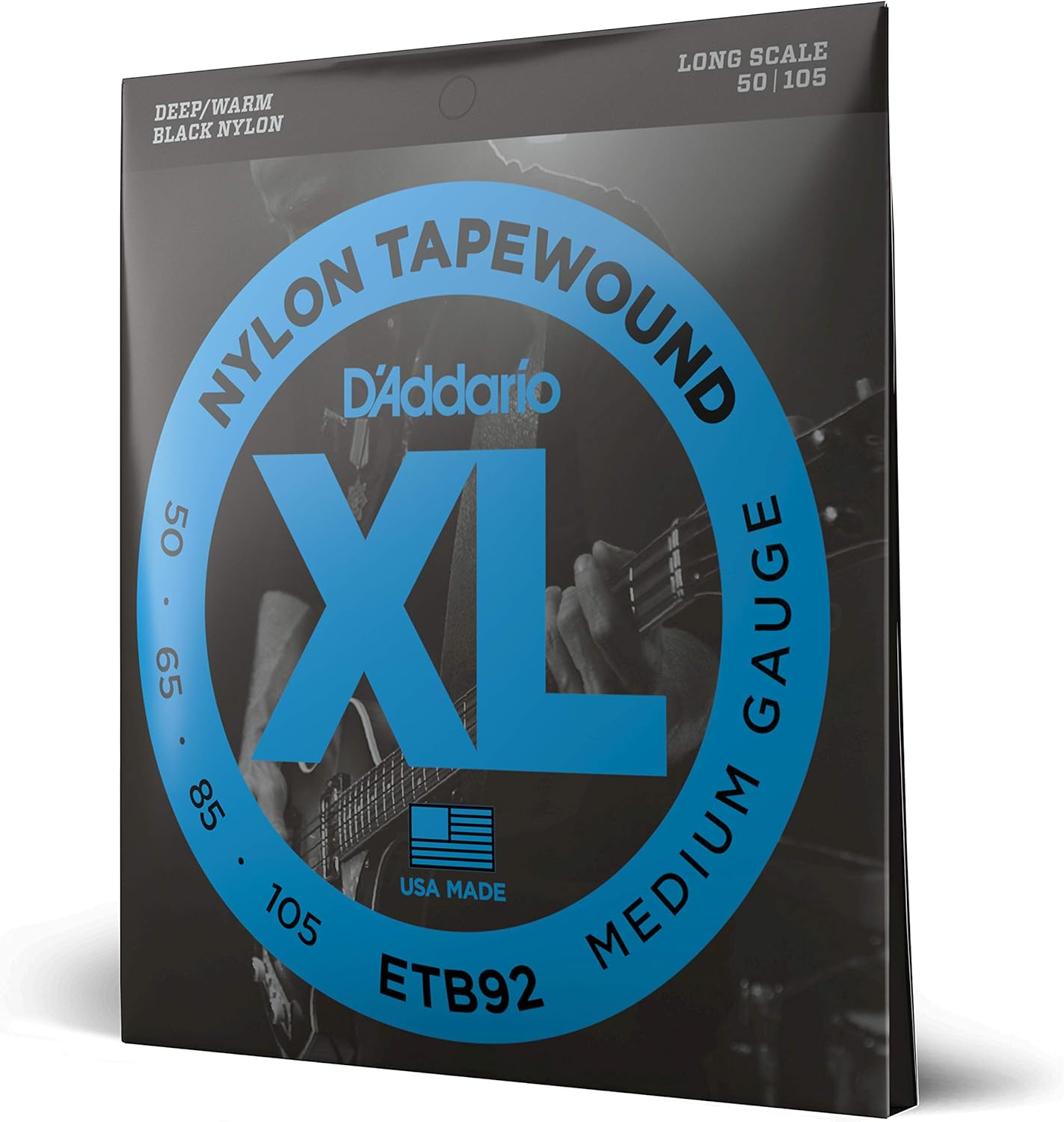 D'Addario ETB92 Tapewound Electric Bass Guitar Strings - Fits Long Scale 4 String Basses with Scale Length up to 36.25 Inches - Medium, 50-105, Long Scale image number 2